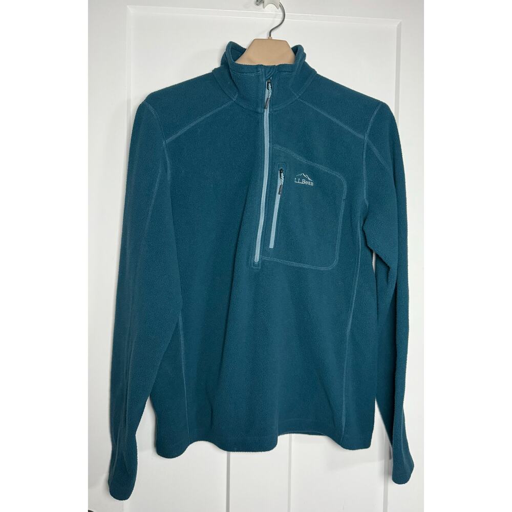 L.L. Bean Fitted Fleece Jacket 1/4 Zip Up Mens Size MEDIUM Teal